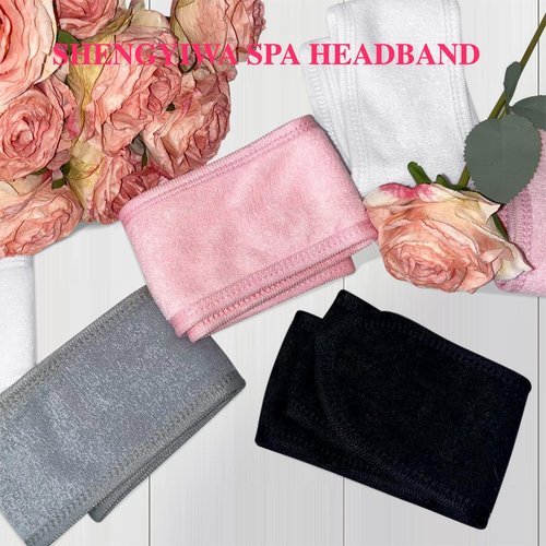 SHENGYIWA 30 Pack Adjustable Spa Headband for Women Non-Slip Facial Hair Wrap for Washing Face, Makeup, Shower, Skincare, and Yoga (Pink, 30)