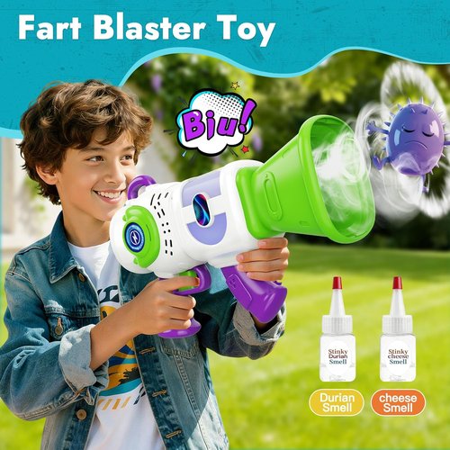 Resosese Fart Gun - Fun Blaster Toy with Real Fog Rings, Unique Scents & Color-Changing Lights | Perfect Christmas Gift for Kids