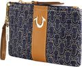 True Religion Mini Wallet - Compact Quilted Clutch Pouch with Wrist Strap | Dark Denim, One Size