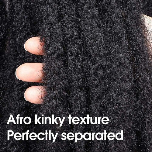 ToyoTress MarleyTwist Braiding Hair - 24 Inch 6 Packs Natural Black Long Marley Hair For Faux Locs, Afro Kinky Curly Marley Crochet Braids Synthetic Braiding Hair Extensions (24 Inch, 1B-6P)