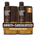 Every Man Jack Amber & Sandalwood Hydrating Body Wash - Nourish & Cleanse All Skin Types | 24oz (Pack of 2)