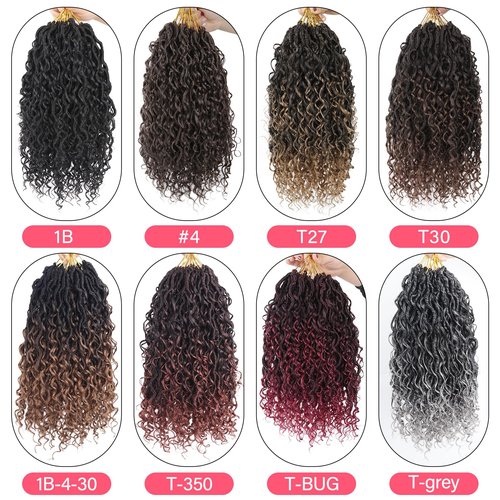 Sosihua Goddess locs crochet hair, 9 packs soft boho faux locs with curly ends bohemian crochet dreads for black women(14Inch,#1B-4-30)
