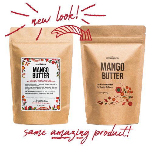 Better Shea Butter Mango Butter 100% Natural Skin Moisturizer, 1 LB Block