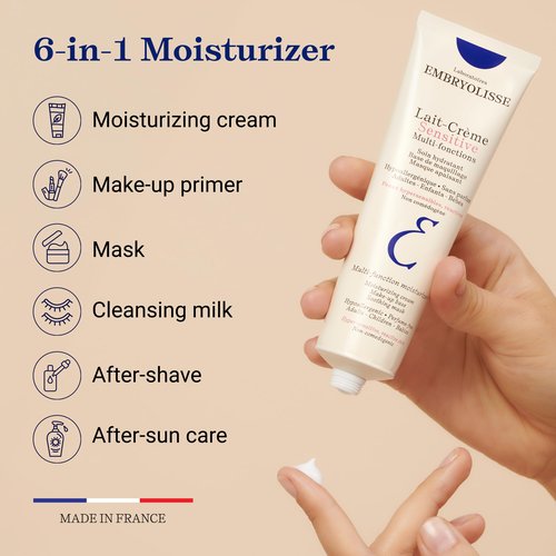 Embryolisse Lait Creme Sensitive Moisturizer. Hypoallergenic Face & Body Cream for All Skin Types With Aloe Vera & Shea Butter. Fragrance Free & Suitable for Sensitive Skin, 1.01 Fl Oz