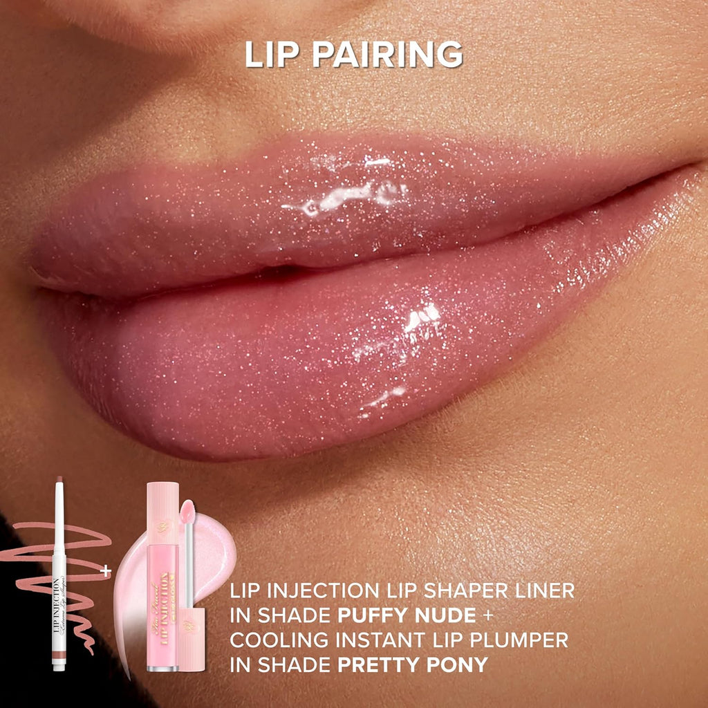 Too Faced Lip Injection Extreme Lip Shaper - Puffy Nude & Lip Gloss - Longwear Hydration, 0.01 oz + 0.22 oz