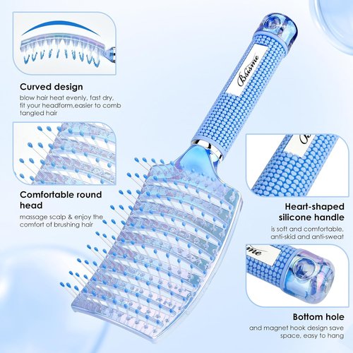 **Skiennix Professional Curved Vent Hair Brush - Faster Blow Drying & Detangling for All Hair Types**