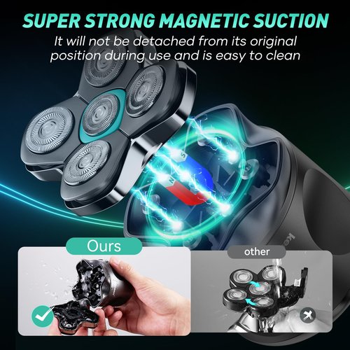 5D Head Shavers for Bald Men - Kensen 2025 Upgraded Large Hair Chamber Bald Head Shavers for Men, Christmas Gift Best Head Razor for Bald Mens Waterproof USB-C 160min Use for Home Office Travel (Blue)