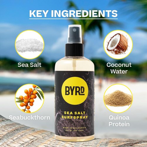 BYRD Sea Salt Surf Spray - Texturizing & Volumizing Coconut Scent for Hydrated Surfer Hair, 8 Fl Oz