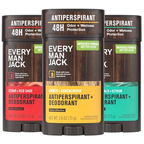 Every Man Jack Men’s Antiperspirant Deodorant Variety Pack – New & Improved Formula – Outdoor Inspired Scents - 48-Hour Odor & Sweat Defense– 2.6 oz (3 Pack)