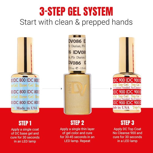DND Gel Polish Coquette Collection - UV/LED Gel & Air Dry Nail Lacquer Duo, 086 Durian, 0.5 Fl Oz