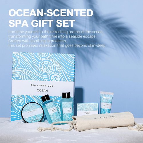 Spa Luxetique Spa Gift Set - Ocean-Inspired Relaxation with Body Lotion, Shower Gel & More | Perfect for Mother's Day