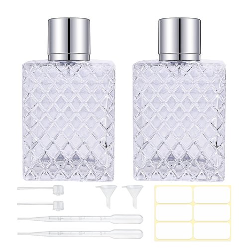 Gsteng 100ml/3.4oz Glass Perfume Atomizer Bottles, 2pcs Refillable Empty Perfume Bottle Atomizer, Portable Cologne Travel Perfume Atomizer