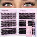 Lash Clusters Kit 30D+40D+50D+60D+80D+100D Wispy Individual Lashes Kit D-Curly Volume Lash Extensions 10-16mm Natural DIY Cluster Lashes Kit for Beginners
