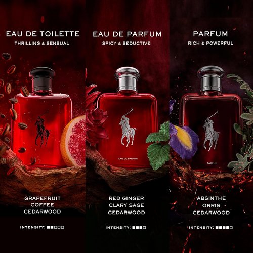 Ralph Lauren Fragrances - Polo Red Eau de Toilette - Men's Woody & Spicy Cologne - Medium Intensity with Grapefruit, Saffron & Redwood