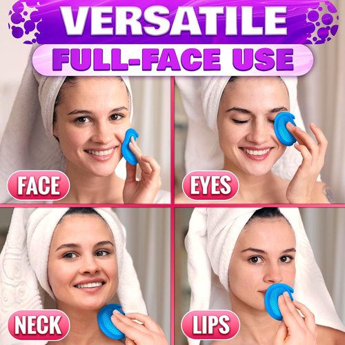 Skiennix 2-in-1 Face Scrub Pads - Washable Microfiber Makeup Remover Cloths | 3 Pcs for Gentle Exfoliation