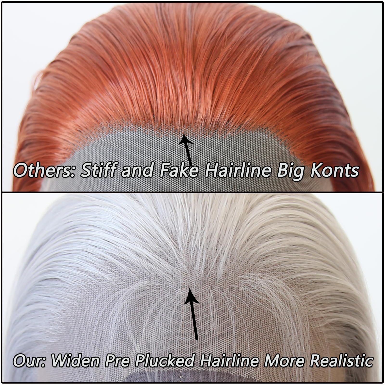 Zigzag Hair Lace Front Wigs - Long Straight Synthetic Pre Plucked with Natural Hairline, Heat Resistant, Glueless Silver Synthetic Lace Wig