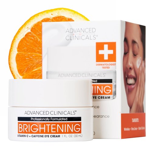 Advanced Clinicals Vitamin C + Caffeine Eye Balm - Under Eye Cream for Dark Circles & Puffiness, 1 Fl Oz