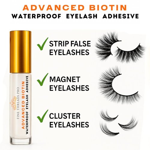 2 in 1 Clear Eyelash Glue with BIOTIN; Sensitive Eyes Safe ; Strong Hold Brush On Cluster Lash Glue, False Eyelash Extensions Strip Lash Adhesive, Latex Free Vegan Cruelty Free Waterproof