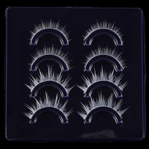 outopen White False Eyelashes Halloween White Eye lashes Extension Tools Anime Cosplay Makeup Natural Looking Masquerade Party Eyelashes (A05-White Manga Lashes 4 Pairs(Upper&Bottom))