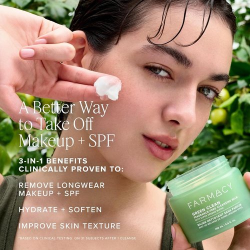 Farmacy Green Clean Makeup Remover Balm - Waterproof Cleansing Oil for Sensitive Skin | Hydrates & Softens (200ml)