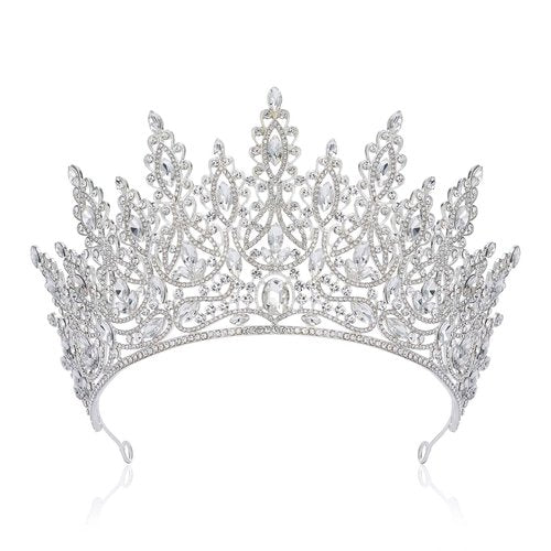 SWEETV Tiara Crown for Women, Wedding Tiara for Bride, Crystal Princess Headpiece, Girls Quinceanera Prom Pageant Crown Diadem, Silver