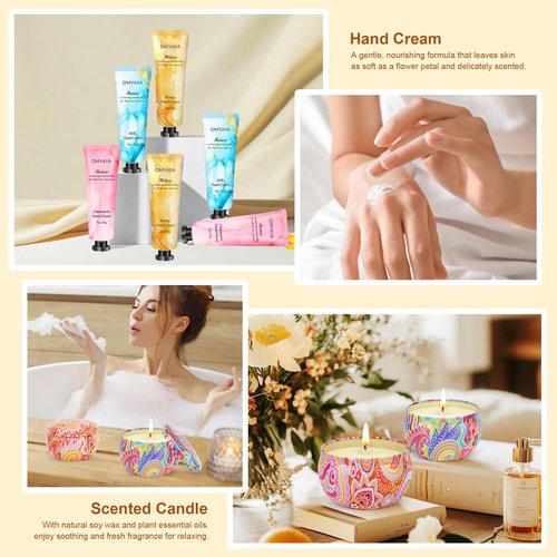 Scented Candle Gift Set for Women, Hand Lotion Gift set, Mini Hand Lotion Bulk with 2 Pack Aromatherapy Candles for Bridesmaid, Birthday, Valentine's, Mother's Day, Christmas