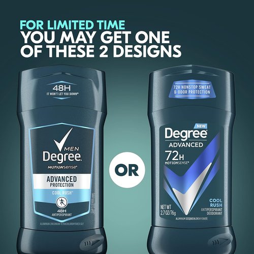 Degree Men Antiperspirant Deodorant - Advanced 72-Hour Sweat & Odor Protection | Cool Rush, 2.7 oz (4 Count)