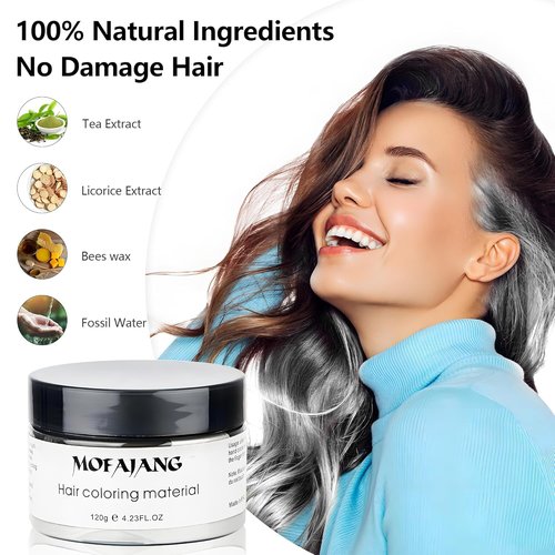 Skiennix White Hair Color Wax Pomade - 4.23 oz Natural Hair Styling Clay for Cosplay & Parties