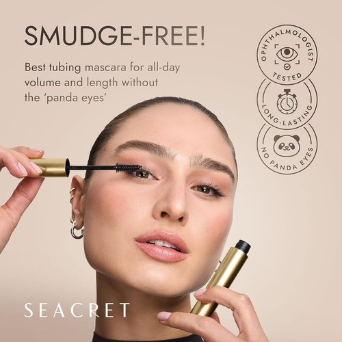 SEACRET Minerals Tubing Mascara - Volumizing & Thickening Formula, Non-Smudge, 0.28 OZ / 8 g