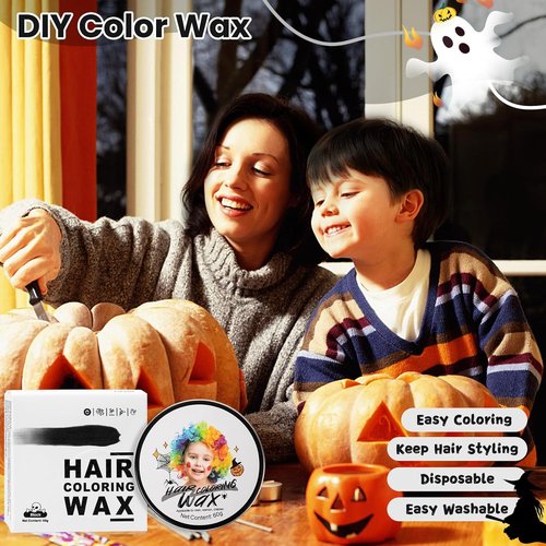 Hansuby Temporary Black Hair Color Wax - Washable Styling Mud for Kids | Instant Dye for Cosplay & Halloween