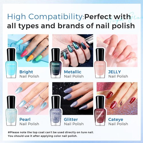 Base Top Coat Nail Polish: Clear Quick Dry High Glossy Nail Polish Shiny No Chip Long Lasting Air Dry Top Coat for Nail Art Manicure Salon Quality Women Gift