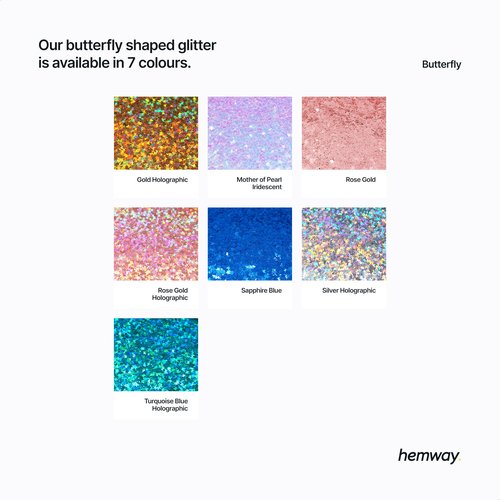 Hemway Ultra Sparkle Glitter Butterfly Shape 50g Rose Gold | Shaped Glitter for Arts & Crafts, Card Making, Crafting, Sparkle Decoration