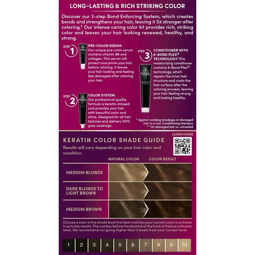 Schwarzkopf Keratin Hair Dye Cream - 5.3 Berry Brown | Professional Gray Coverage & Bond Strengthening