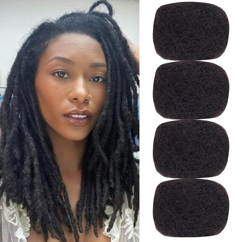 Afro Kinky Curly Hair Afro Kinky 100% Bulk Natural Human Hair Braiding Hair for Dreadlocks, Locs Repair, Dreadlock Extensions, Twists, Braids 120g 8inch (Natural Black，8Inch)