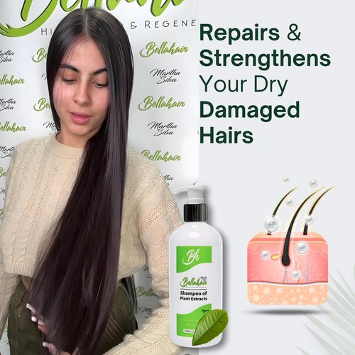 Bellahair Organic Sulfate-Free Tea Tree Shampoo for Curly, Thinning, Color-Treated & Dry Hair – Hair Growth, Frizz Control, Hydration & Volume – Natural Moisturizing Shampoo for Men & Women