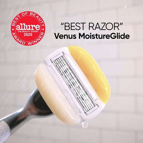 Venus Moistureglide Women's Razor, Reusable Handle, 2 Razor Blade Refills and Shower Holder