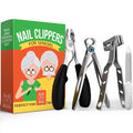Toenail Clippers for Seniors Thick Toenails - 4-Piece Heavy Duty Nail Clipper Set with Podiatrist Grade Tools, Wide Jaw and Rotating Head Clippers for Elderly Adults
