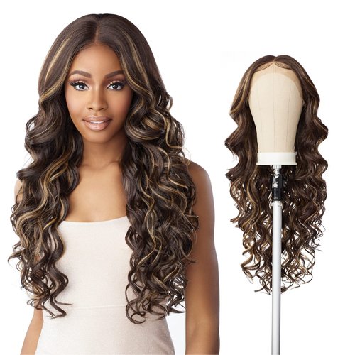 Sensationnel Butta Lace Wigs - Unit 32 Extra Wide 5 Inch Deep Parting Synthetic Preplucked Hairline Glueless Lacefront (1B OFFBLACK)