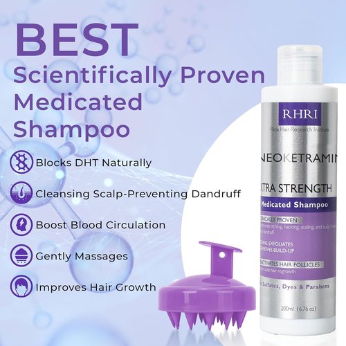 Skiennix Anti-Fungal Shampoo - Medicated Formula for Dandruff, Folliculitis & Dry Scalp | No Parabens or Sulfates | Includes Scrubber Brush