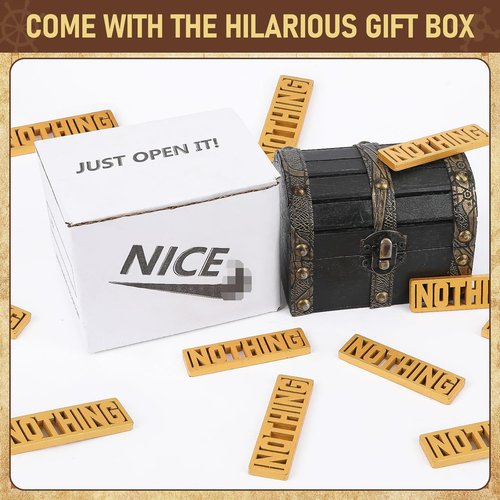 Skiennix White Elephant Gifts - Funny Pirate Chest with 10 Golden Nothing | Perfect Holiday Gag Gift for Men & Women