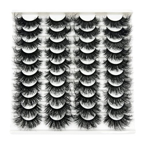Mink Lashes 20 Pairs Dramatic Thick 5D False Eyelashes 20mm Wispy Fake Eyelashes Pack, by Kmilro (LD06)