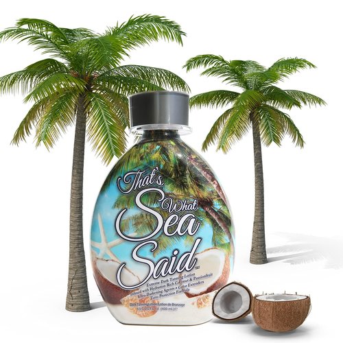 That’s What Sea Said Tanning Bed Lotion Accelerator for Indoor & Outdoors, Fast Dark Tan Enhancer with Coconut Oil & Aloe, Moisturizing Indoor Tanning Lotion for Face & Body, Tattoo-Safe, No Bronzer