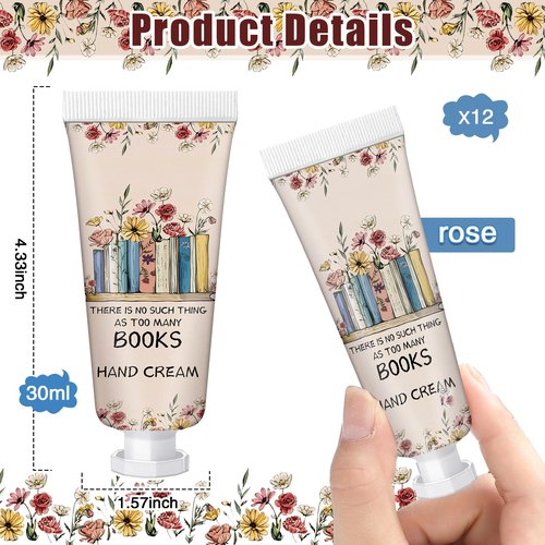 Leelosp 12 Pcs Book Club Gift Bulk Mini Hand Cream Travel Size Lotion Book Lover Gift for Women Member for Dry Cracked Hands