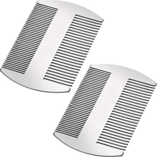 Boao 2 Pcs Metal Hair Combs for Women Men Stainless Steel Beard Mustache Comb Credit Card Size Lice Wallet Pocket Fine Cutting Teasing Barber Hair Styling Dandruff Remove Dreadlock(Silver)