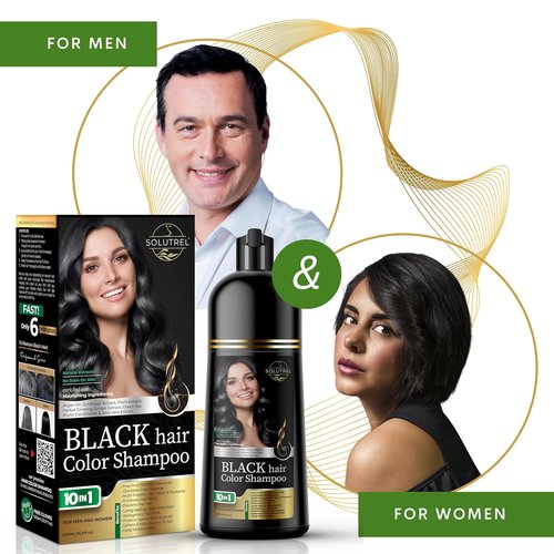 Regine Switzerland Black Hair Dye Shampoo - Instantly Covers Gray Hair - Ammonia-Free, Herbal Formula for Men & Women