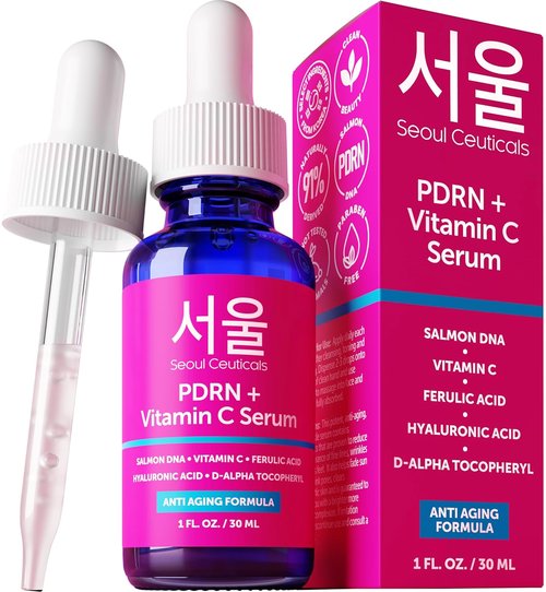 SeoulCeuticals PDRN Serum - Salmon DNA & Vitamin C Anti-Aging Skin Repair Booster | 1oz K-Beauty
