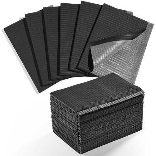 Makartt Disposable Nail Mats: 50Pcs Foldable Nail Paper Towels for Table Acrylic Practice Sheet 3 Ply Waterproof Nail Art Table Mats Clean Pads for Salon Manicure Tattoo Black