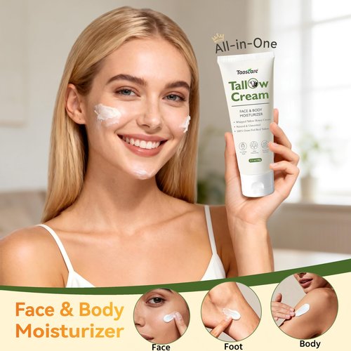 Taoscare Beef Tallow for Skin, 100% Grass-Fed Whipped Tallow Balm – Organic Moisturizer for Face & Body – Deep Hydration for Dry & Sensitive Skin – Natural Tallow Cream