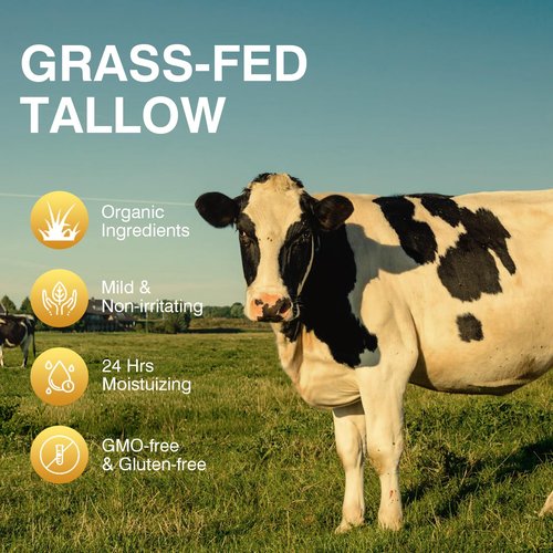 MROUVIK Beef Tallow, Beef Tallow for Skin, Beef Tallow Moisturizer, Beef Tallow Balm for Face Moisturizer Grass Fed for All Purpose Balm, Natural Beef Tallow Lotion for Skin Care (2.5oz)