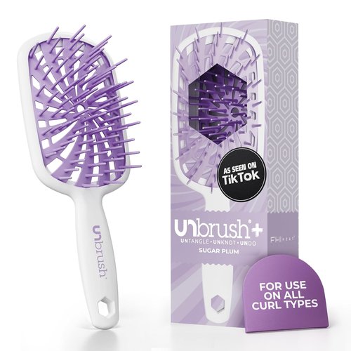 FHI Heat UNbrush Plus - Curly Hair Detangler Brush for Gentle Wet/Dry Use | 84 UltraFlex Bristles, Lightweight Design